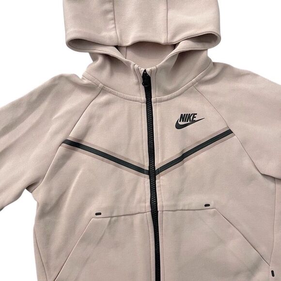Nike Girls Tech Fleece Full-Zip Hoodie Pink Oxford Black Size Small CZ2570-601 - Picture 3 of 16